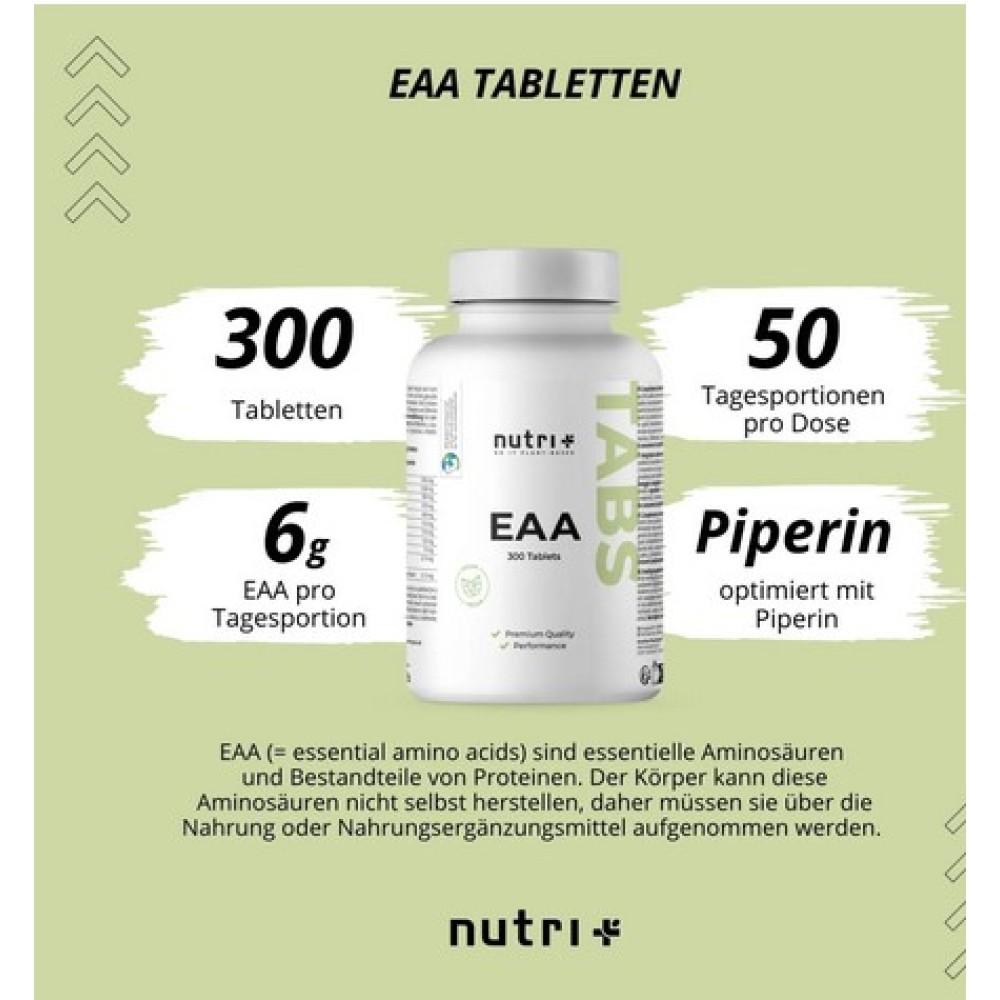 EAA Tabletten — источник незаменимых аминокислот для поддержки мышц и обмена веществ. Без сахара, жиров и консервантов. 6 таблеток в день — и организм получит 6000 мг EAA. EAA Tabletten — источник незаменимых аминокислот для поддержки мышц и обмена веществ. Без сахара, жиров и консервантов. 6 таблеток в день — и организм получит 6000 мг EAA.