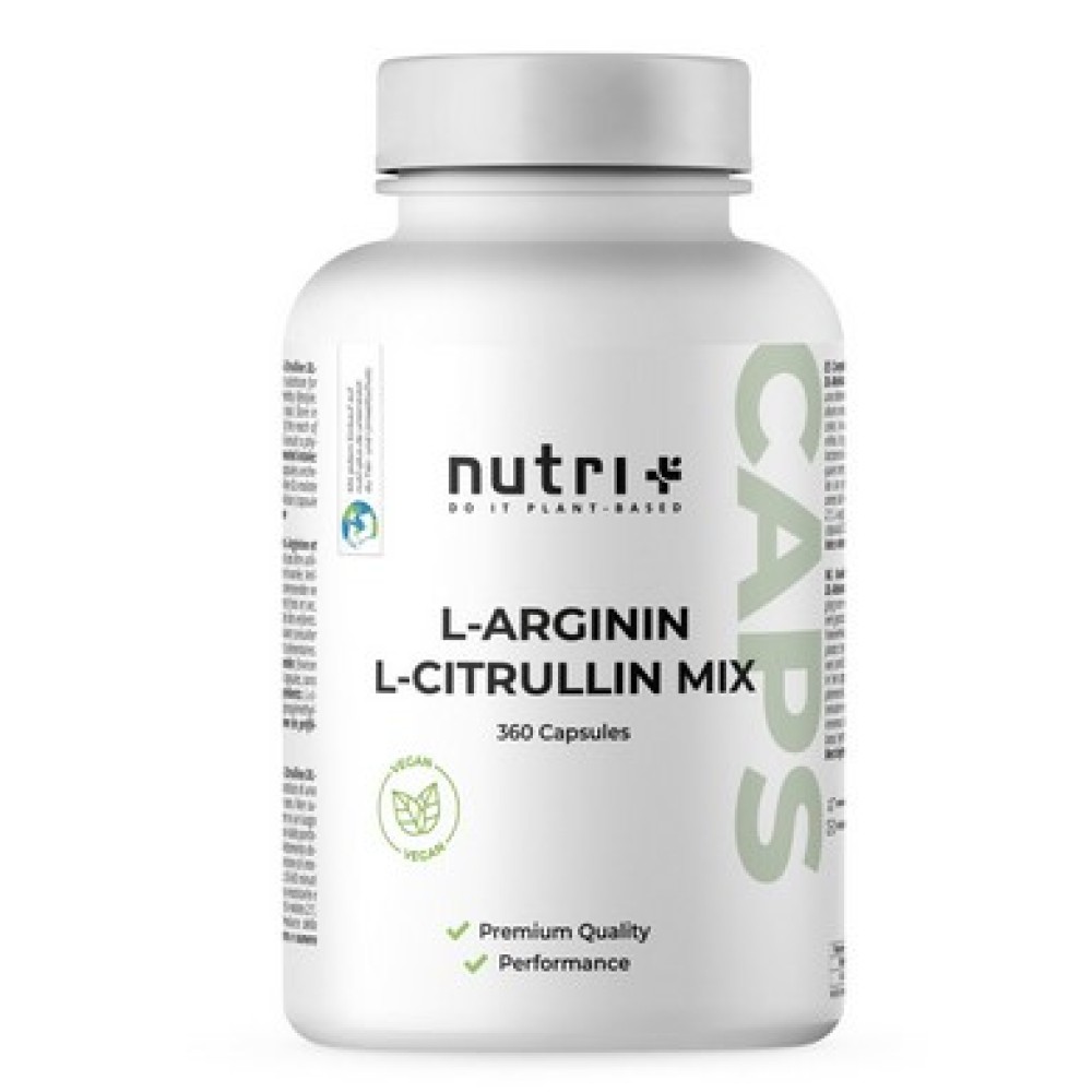 Капсулы L‑Arginin L‑Citrullin Mix — премиальная добавка для улучшения кровотока и выносливости. Содержит 3000 мг цитруллина и 2750 мг аргинина на порцию. Без глютена и сои.