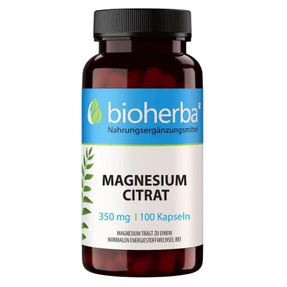 Magnesium Citrat 350 мг в капсулах для поддержания нормального энергетического обмена и снижения усталости, способствует общему тонусу организма и укреплению здоровья.