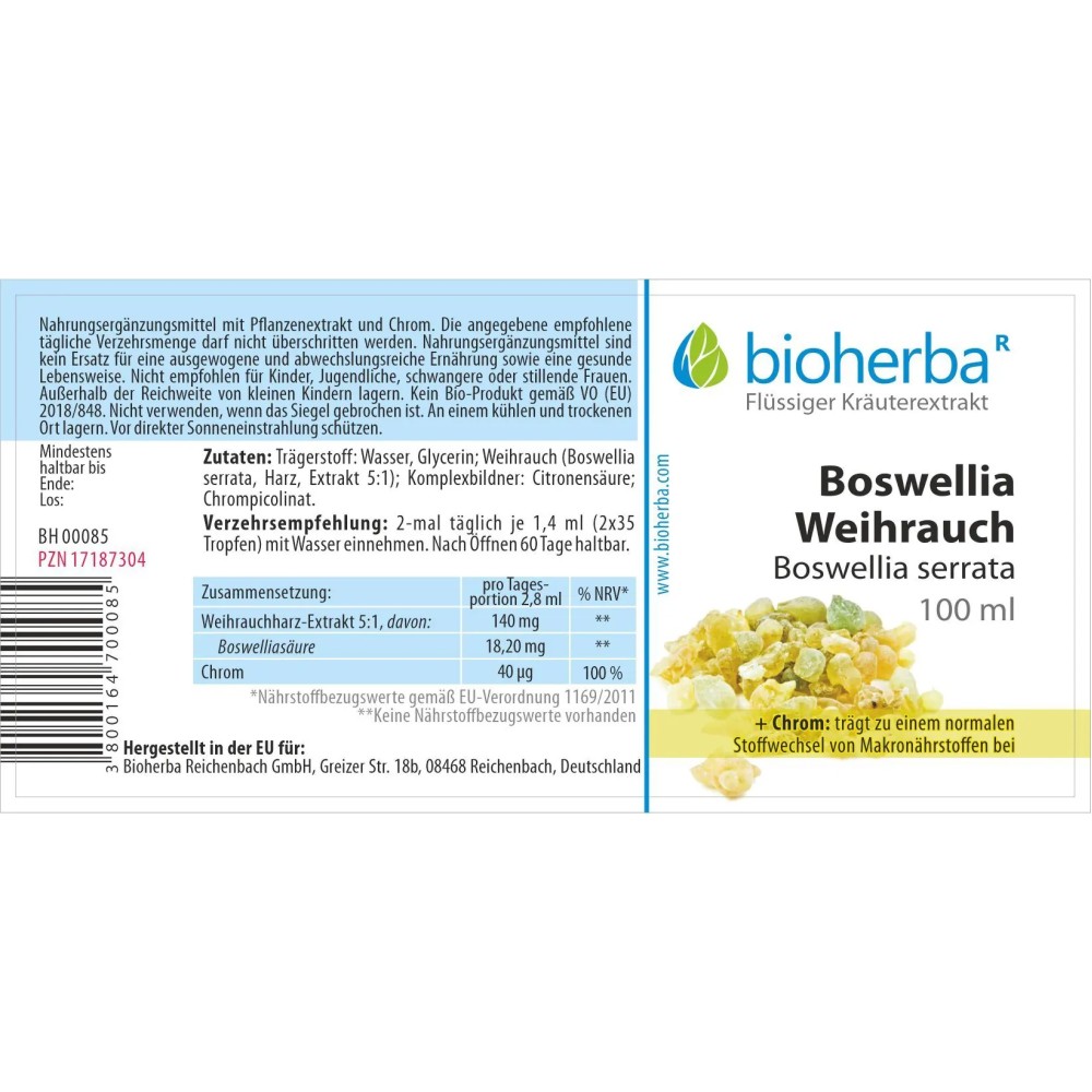 Капли с экстрактом Boswellia serrata и хромом в жидкой форме подходят для ежедневного приема. Удобная формула без спирта разработана для регулярного использования и точного дозирования.