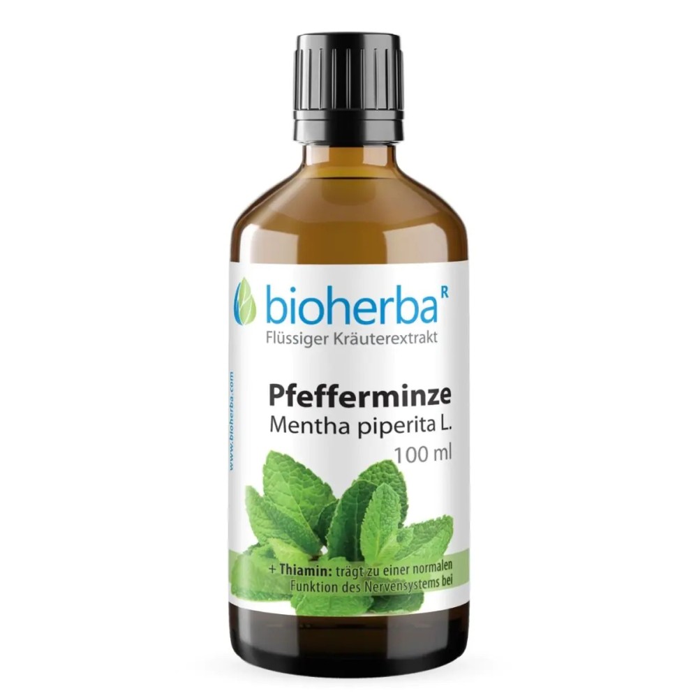 Натуральная настойка мяты перечной с экстрактом листьев Mentha piperita и витамином B1. Удобная жидкая форма для ежедневного приема, поддерживающая нормальную работу нервной системы.