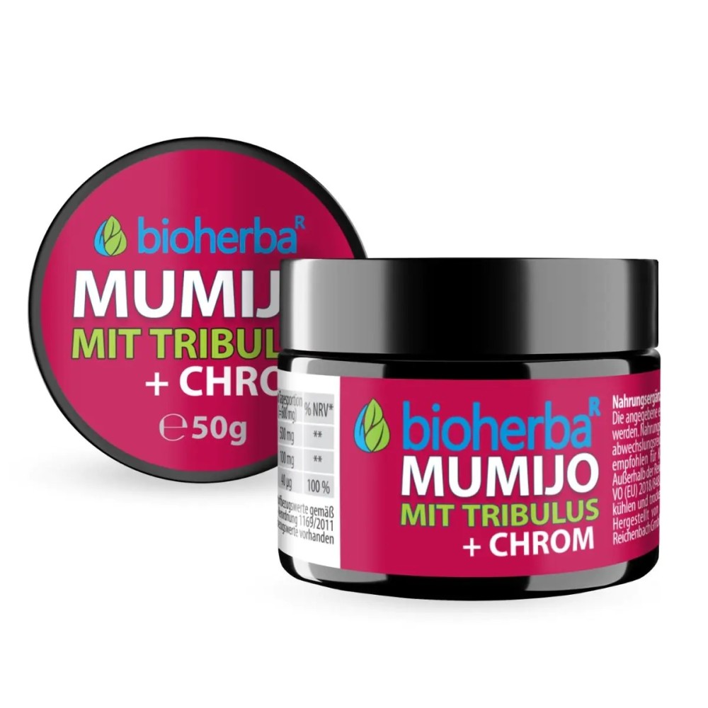 Натуральный комплекс с мумие Shilajit, Tribulus terrestris и хромом в порошке. Подходит для ежедневного применения и поддерживает нормальный обмен макронутриентов.