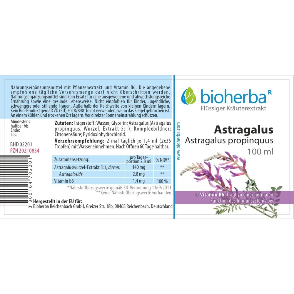 Капли астрагала с экстрактом Astragalus propinquus и витамином B6 для поддержки нормальной функции иммунной системы и удобного ежедневного применения.