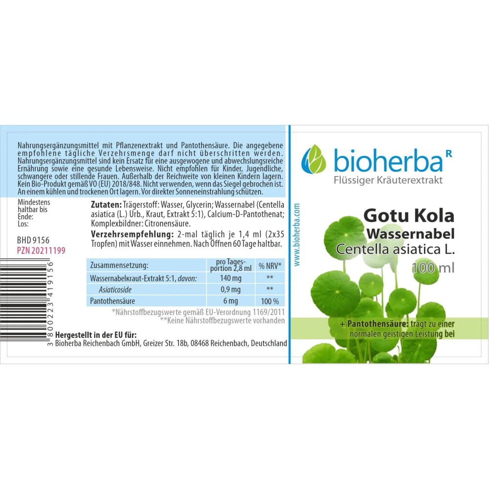 Настойка Gotu Kola с экстрактом центеллы азиатской и витамином B5 в жидкой форме. Подходит для ежедневного применения и поддержки нормальной умственной деятельности.