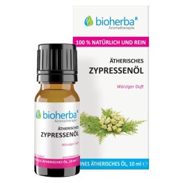 Эфирное масло кипариса Bioherba 100% чистое, с древесно-бальзамическим ароматом. Подходит для ароматических смесей, парфюмерии и наружного применения в разбавленном виде.