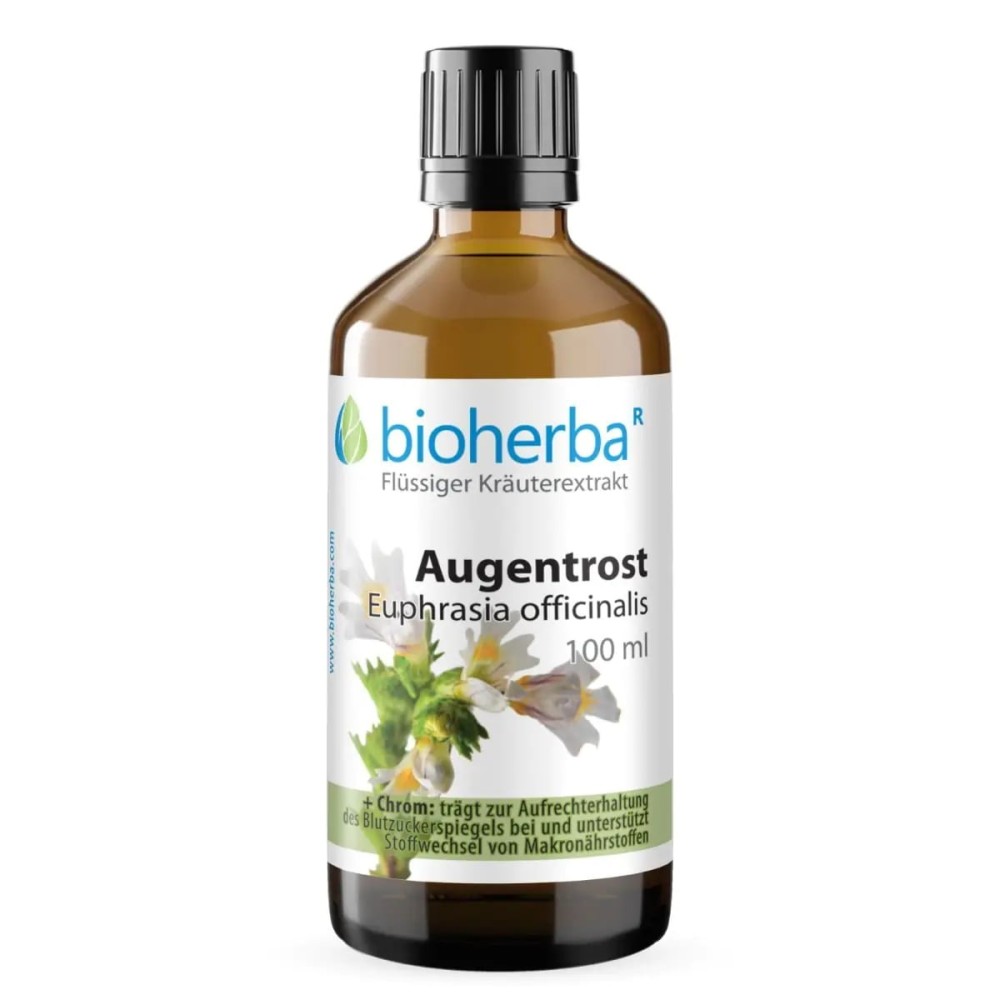 Настойка очанки Euphrasia officinalis с хромом без алкоголя для ежедневного применения. Жидкая форма с растительным экстрактом и удобной дозировкой в каплях. Настойка очанки Euphrasia officinalis с хромом без алкоголя для ежедневного применения. Жидкая форма с растительным экстрактом и удобной дозировкой в каплях.