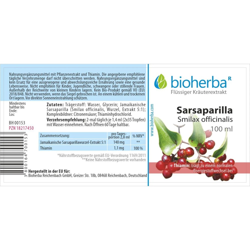 Настойка с экстрактом корня Smilax officinalis 5:1 и тиамином. Поддерживает нормальный энергетический обмен и подходит для ежедневного удобного применения.