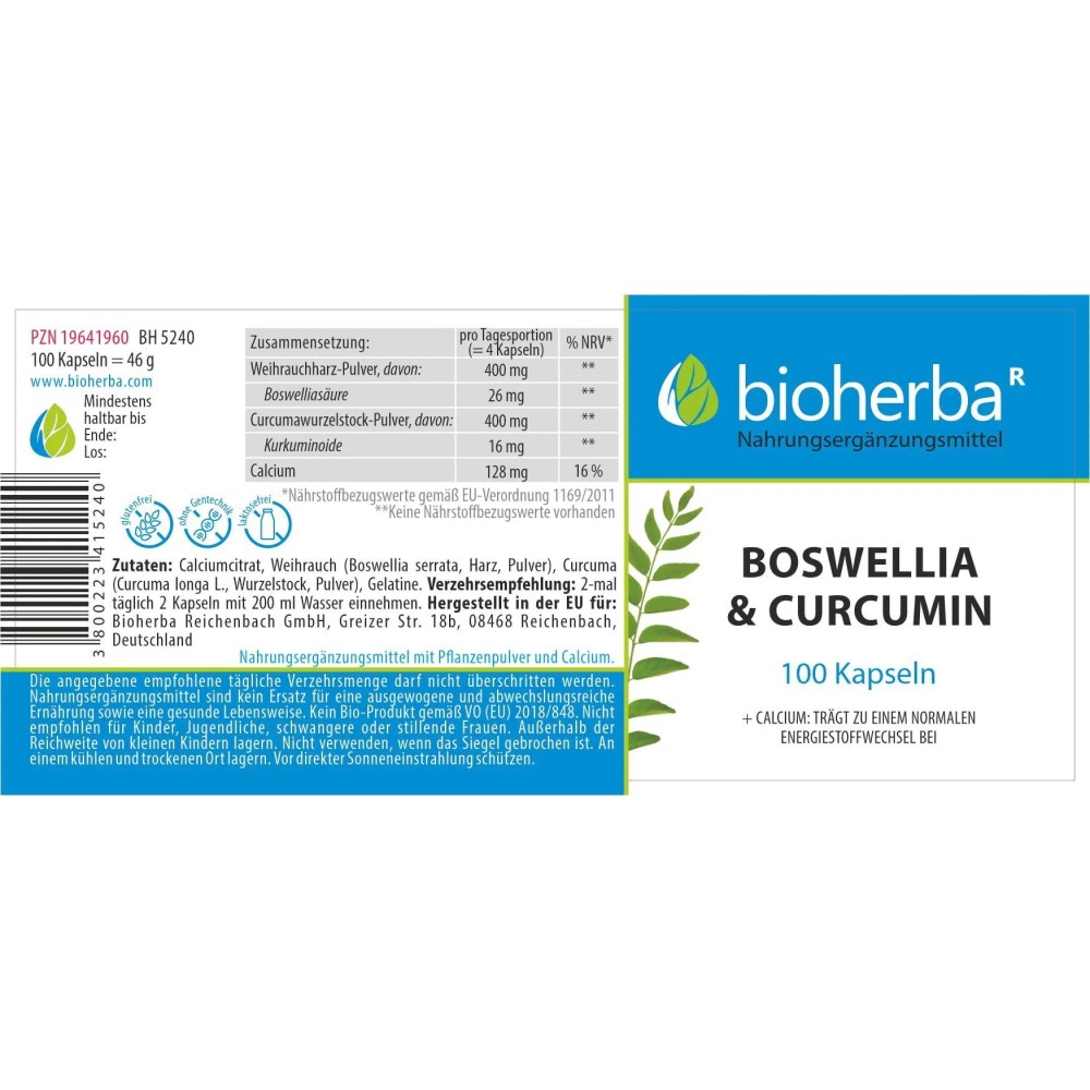 Краткое описание: Boswellia и Curcumin в капсулах с кальцием сочетают порошок босвеллии и куркумы. Удобная формула подходит для ежедневного применения и дополнения сбалансированного рациона.