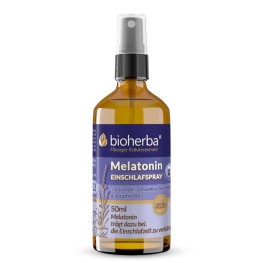Melatonin Einschlafspray с лавандой, хмелем и витамином B6 для быстрого засыпания, поддерживает нервную систему, удобная спрей-форма 50 мл для точного дозирования перед сном.