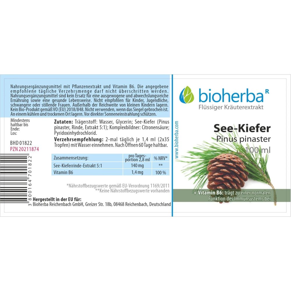 Настойка из коры морской сосны Pinus pinaster с витамином B6 поддерживает иммунитет, легко дозируется, удобна для ежедневного приёма и улучшения общего самочувствия.