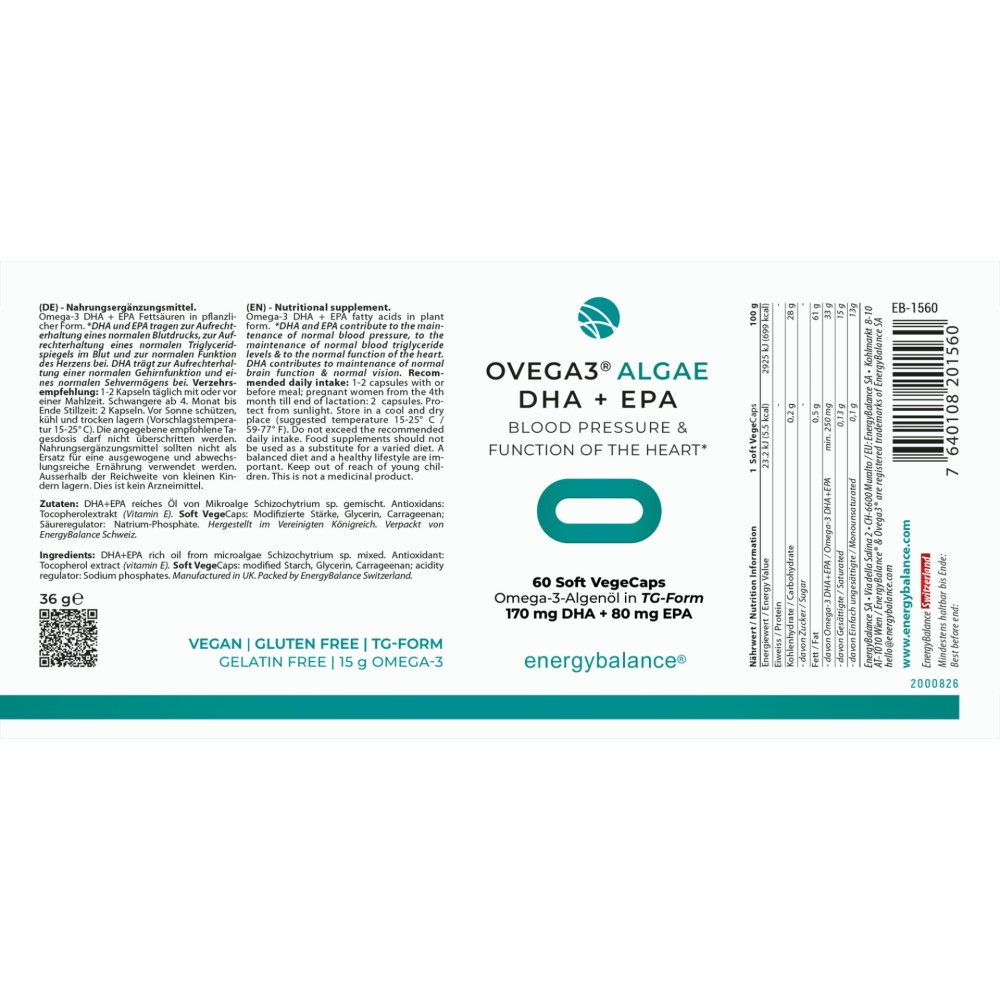 Веганский Omega-3 комплекс с DHA и EPA из водорослей поддерживает сердце, мозг и зрение, отличается высокой чистотой, хорошей усвояемостью и удобным форматом капсул.