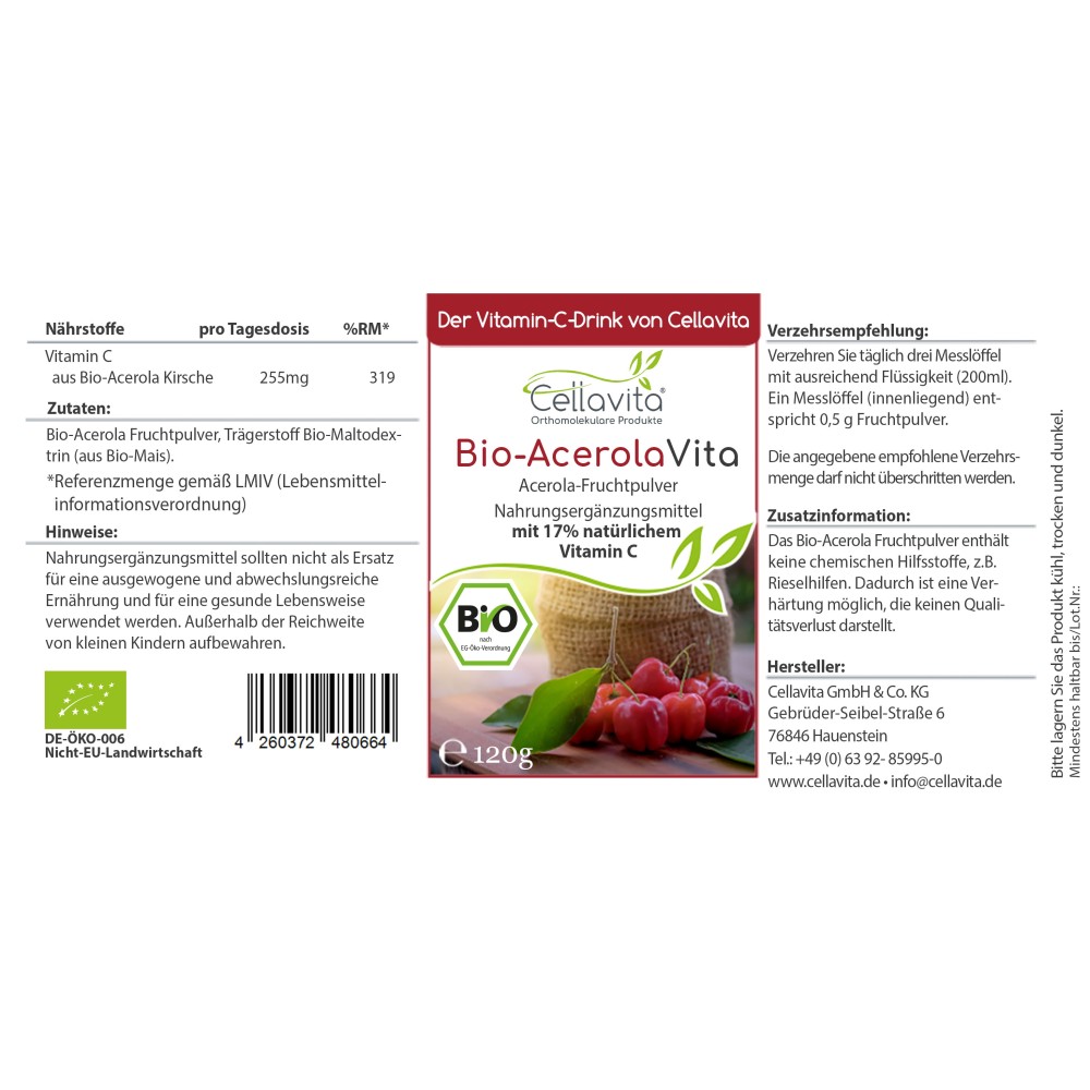 Био-капсулы Acerola Vita с натуральным витамином C из ацеролы поддерживают иммунитет, помогают снизить усталость и подходят для ежедневного приема благодаря натуральному составу.