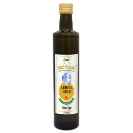 Натуральное био-льняное масло с апельсиновым вкусом, холодного отжима, сохраняет максимум питательных веществ и Омега-3, идеально для салатов, смузи и холодных блюд, не для жарки.