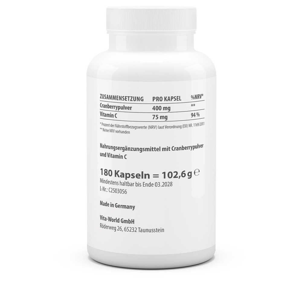 Cranberry plus C 400 mg поддерживает иммунитет благодаря 400 мг порошка клюквы и 75 мг витамина C в каждой капсуле, укрепляя защитные силы организма.