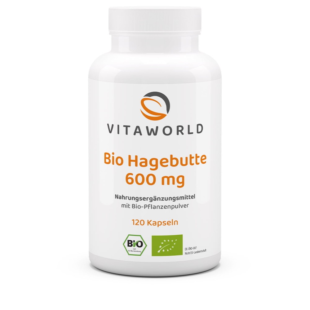 Hagebutte 600 mg Био содержит 100% чистый порошок плодов шиповника из контролируемого био-выращивания. Капсулы поддерживают иммунитет, обогащают организм витаминами и антиоксидантами.